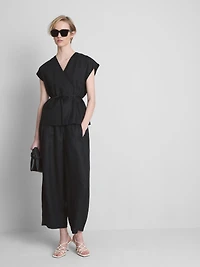 The Edit Linen V-Neck Wrap Top