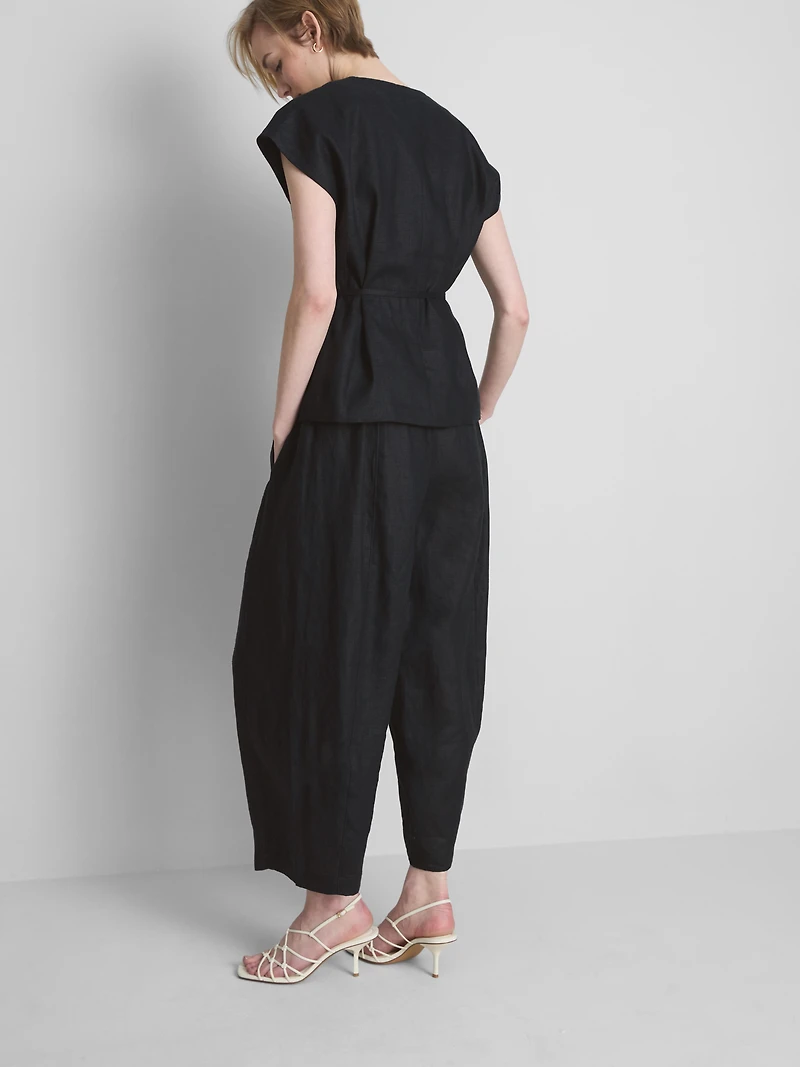 The Edit Linen V-Neck Wrap Top