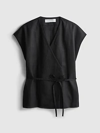 The Edit Linen V-Neck Wrap Top