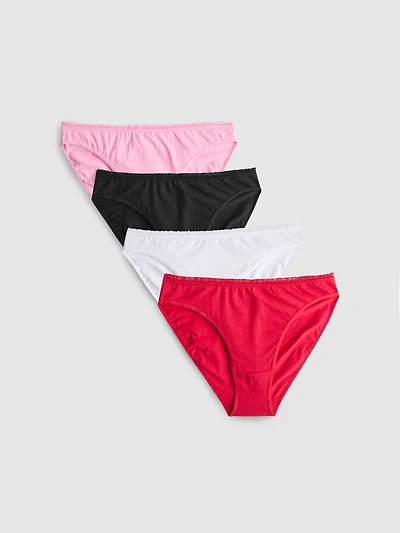 4pk Ruffle-Trim High-Waisted Briefs