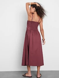 Ruched Bead-Detail Midi Dress