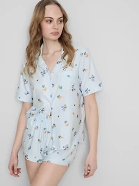 Breakfast Print Shorty Boyfriend Pajamas