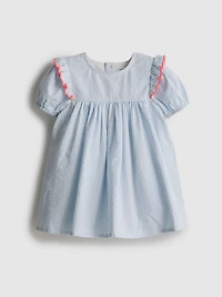 0-18mths | Stripe Seersucker Newborn Smock Dress