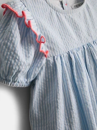 0-18mths | Stripe Seersucker Newborn Smock Dress
