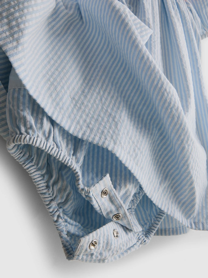 0-18mths | Stripe Seersucker Newborn Smock Dress