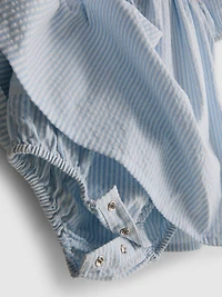 0-18mths | Stripe Seersucker Newborn Smock Dress