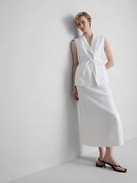The Edit Linen Tie-Detail Vest