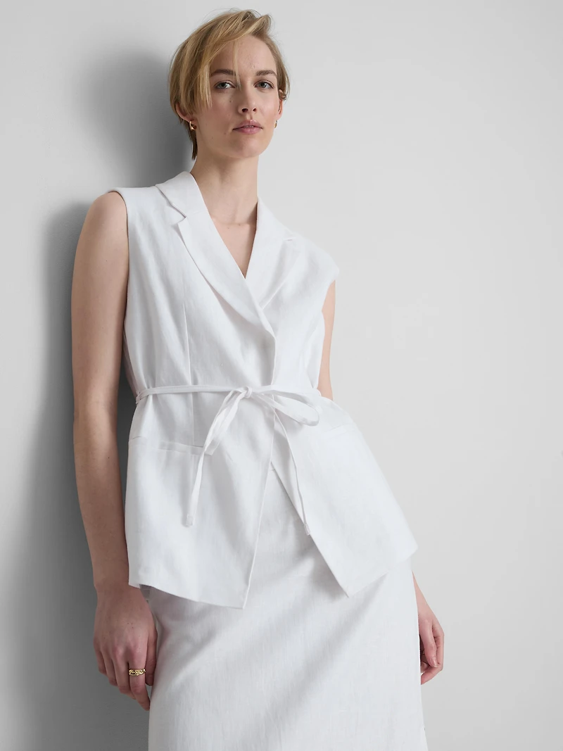 The Edit Linen Tie-Detail Vest