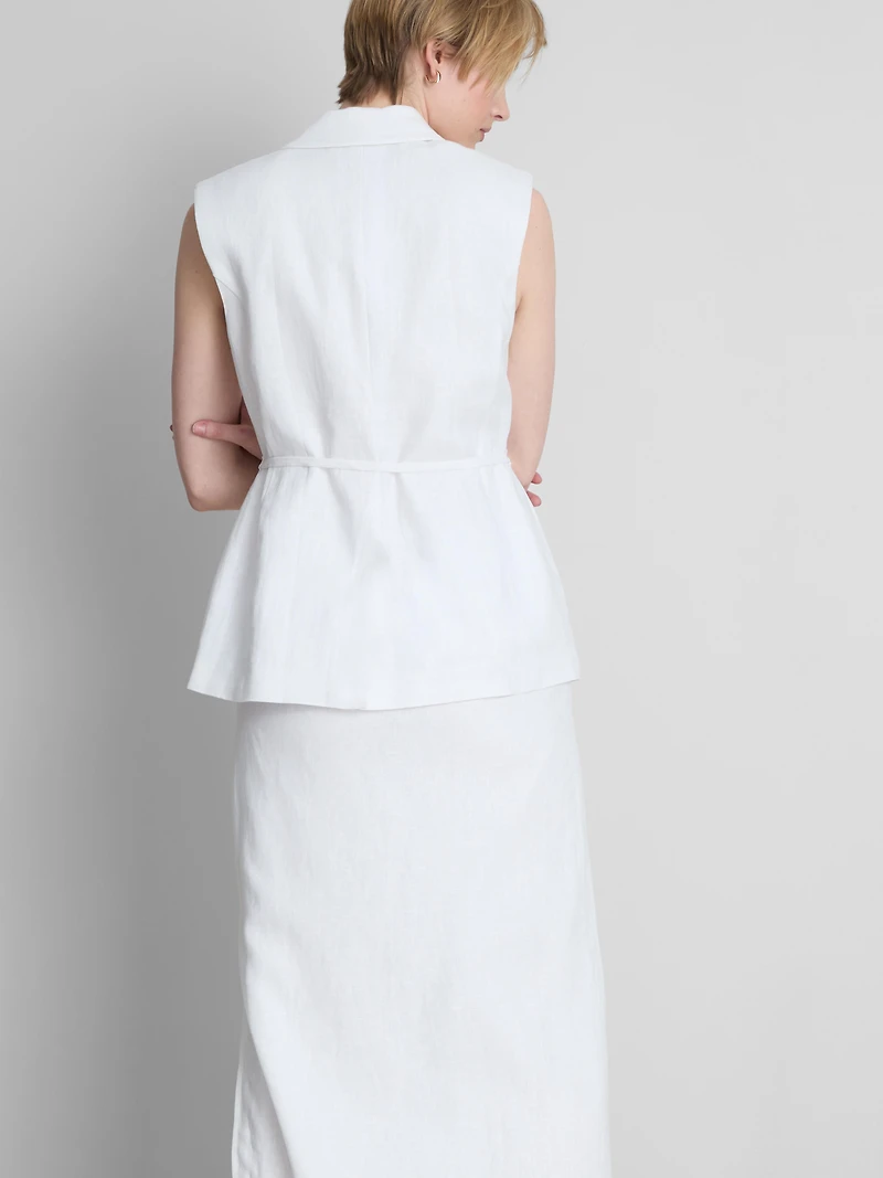 The Edit Linen Tie-Detail Vest