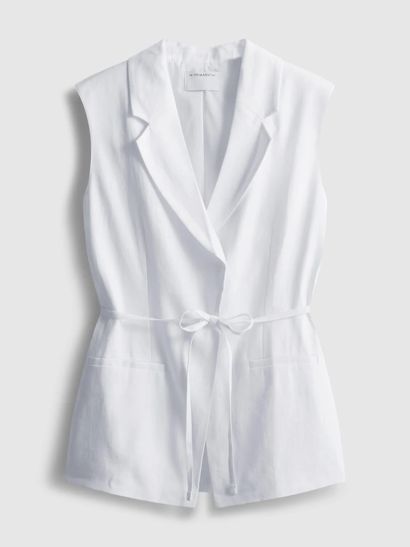 The Edit Linen Tie-Detail Vest