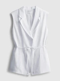 The Edit Linen Tie-Detail Vest