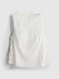 Embroidered Floral Tie Tank Top
