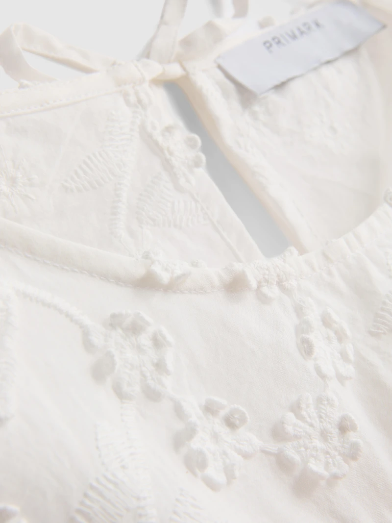 Embroidered Floral Tie Tank Top