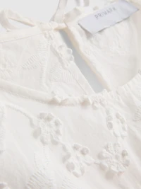 Embroidered Floral Tie Tank Top