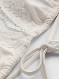 Lace Trim Triangle Bikini Top