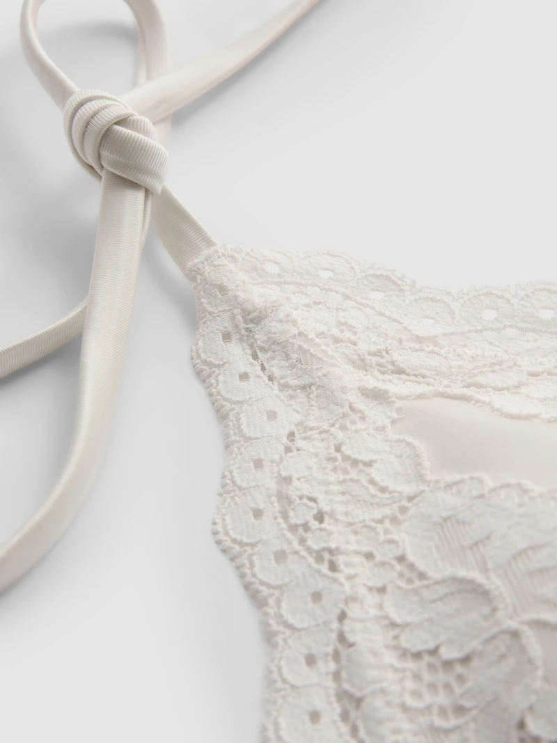 Lace Trim Triangle Bikini Top