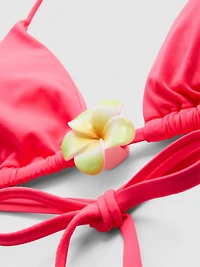 Neon Flower Triangle Bikini Top
