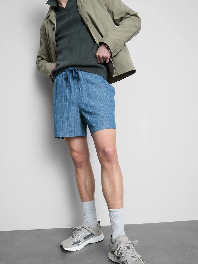 Textured Drawstring-Waist Shorts
