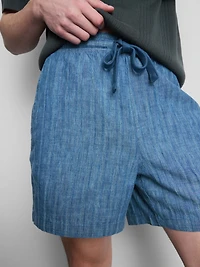 Textured Drawstring-Waist Shorts
