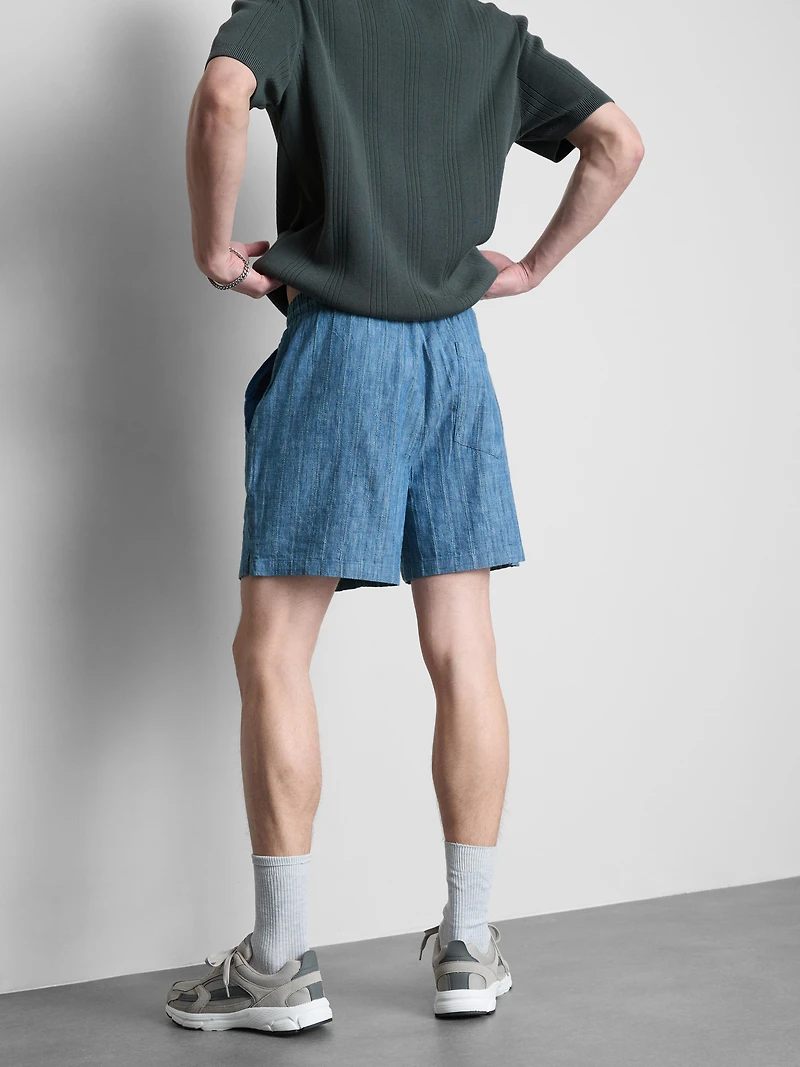 Textured Drawstring-Waist Shorts