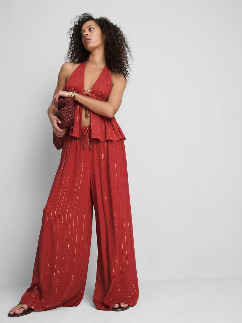 Paula Echevarría Wide Leg Sparkle Pants