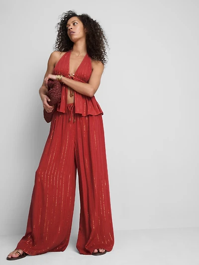 Paula Echevarría Wide Leg Sparkle Pants