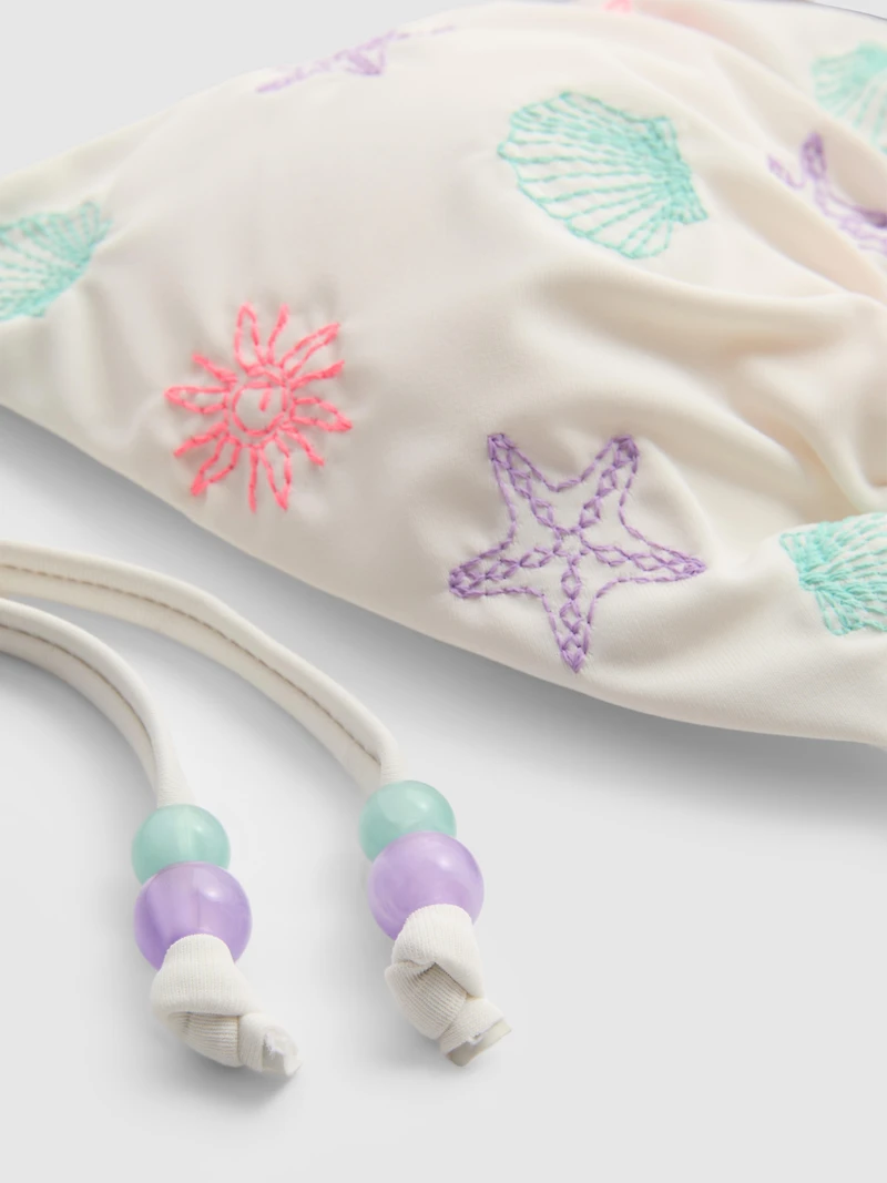 Shell Embroidered Triangle Bikini Top