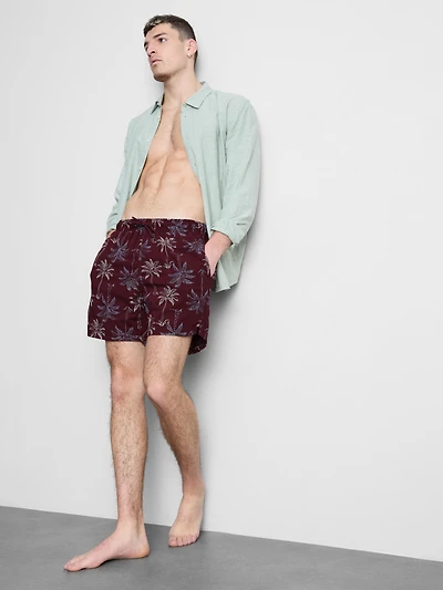 Embroidered Palm Tree Swimming Shorts