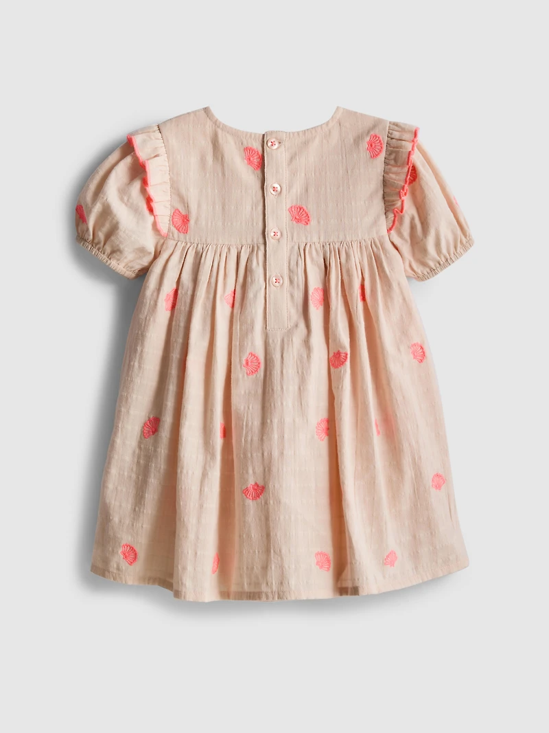 0-18mths | Shell Embroidered Newborn Smock Dress