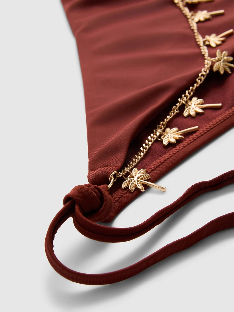 Chain Detail Tie Side Bikini Bottoms