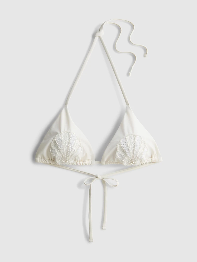 Shell Pearl Triangle Bikini Top