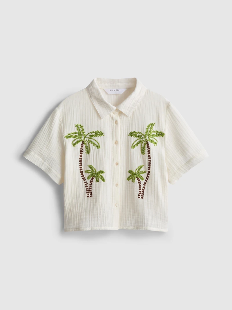 Paula Echevarría Beaded Embroidered Cotton Beach Shirt