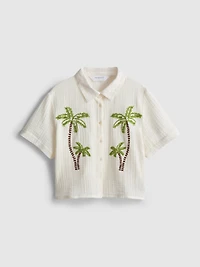Paula Echevarría Beaded Embroidered Cotton Beach Shirt