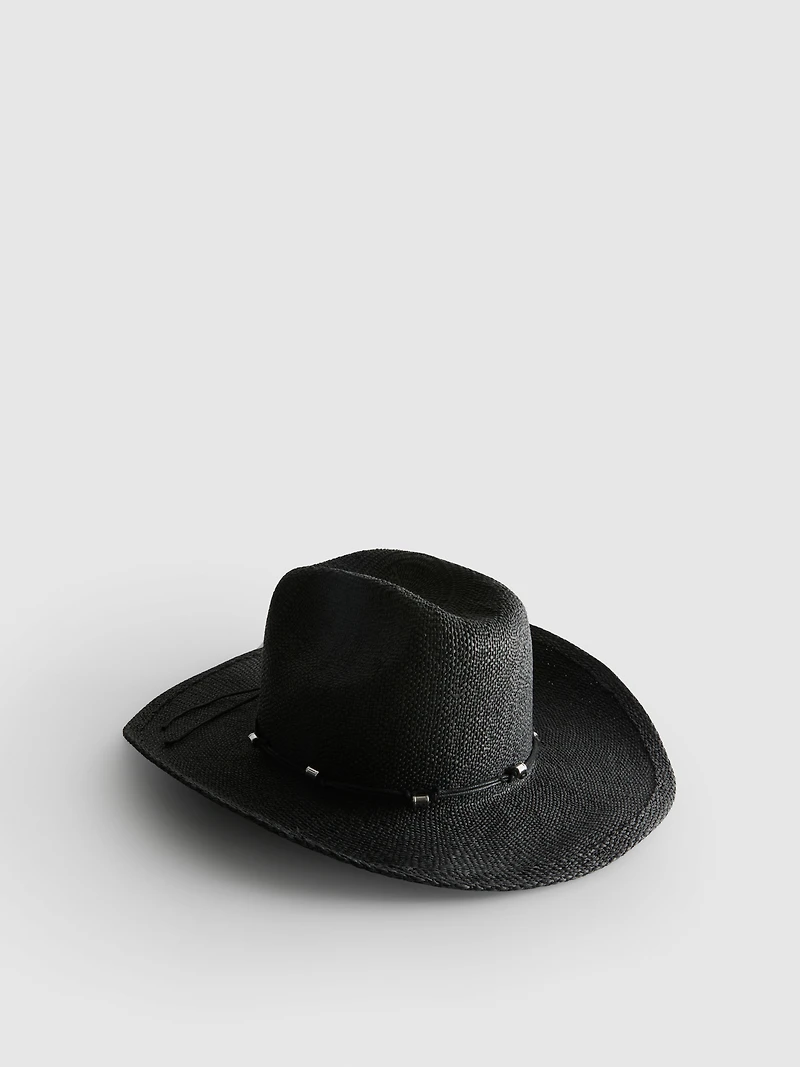 Trimmed Straw Cowboy Hat