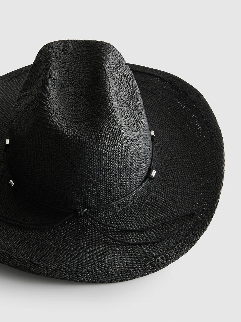 Trimmed Straw Cowboy Hat