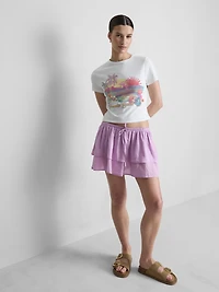 Cotton Tiered Ruffle Mini Skirt
