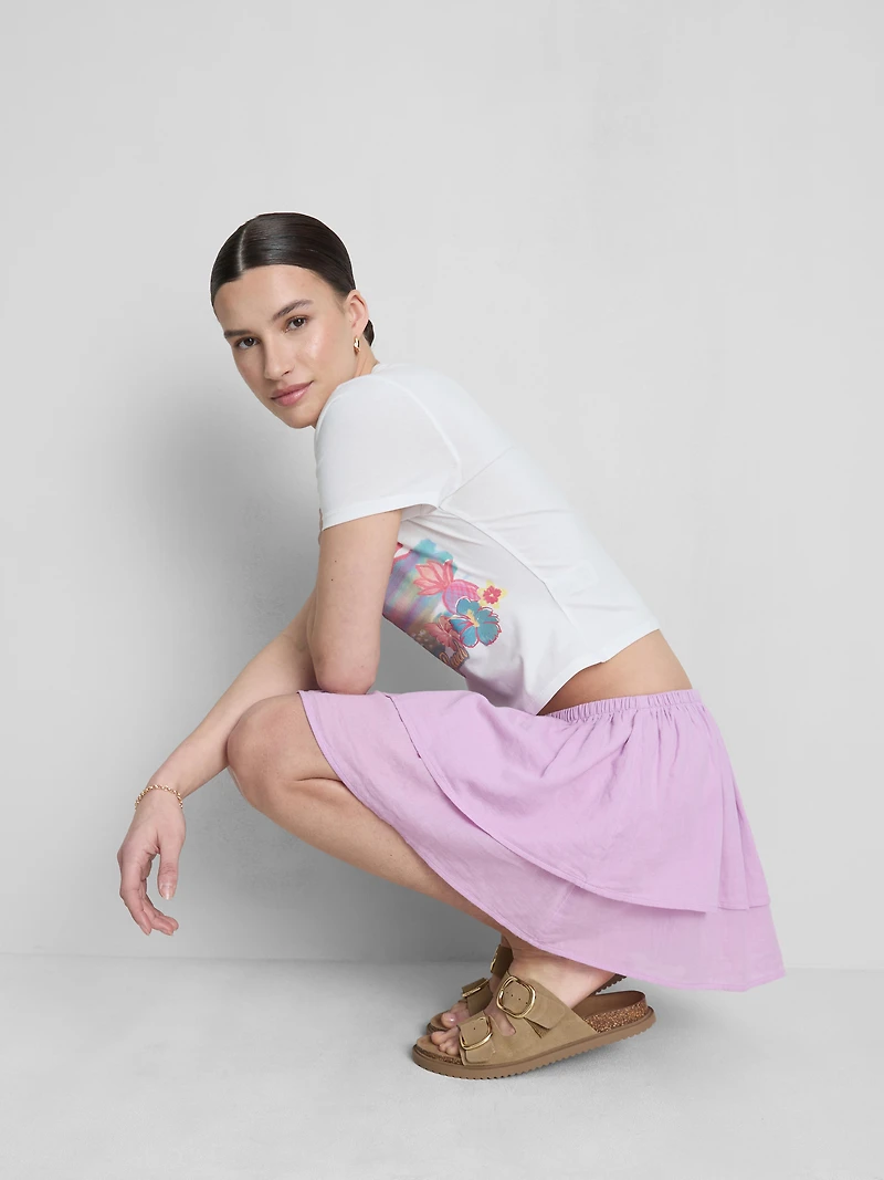 Cotton Tiered Ruffle Mini Skirt