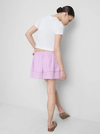 Cotton Tiered Ruffle Mini Skirt