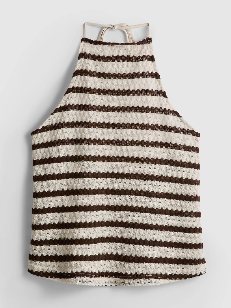 Crochet Striped Halter Neck Top