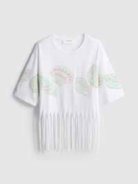 Cotton Shell Fringe Tee