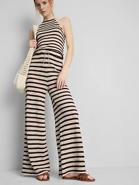 Crochet Striped Wide Leg Beach Pants
