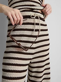 Crochet Striped Wide Leg Beach Pants