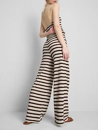 Crochet Striped Wide Leg Beach Pants