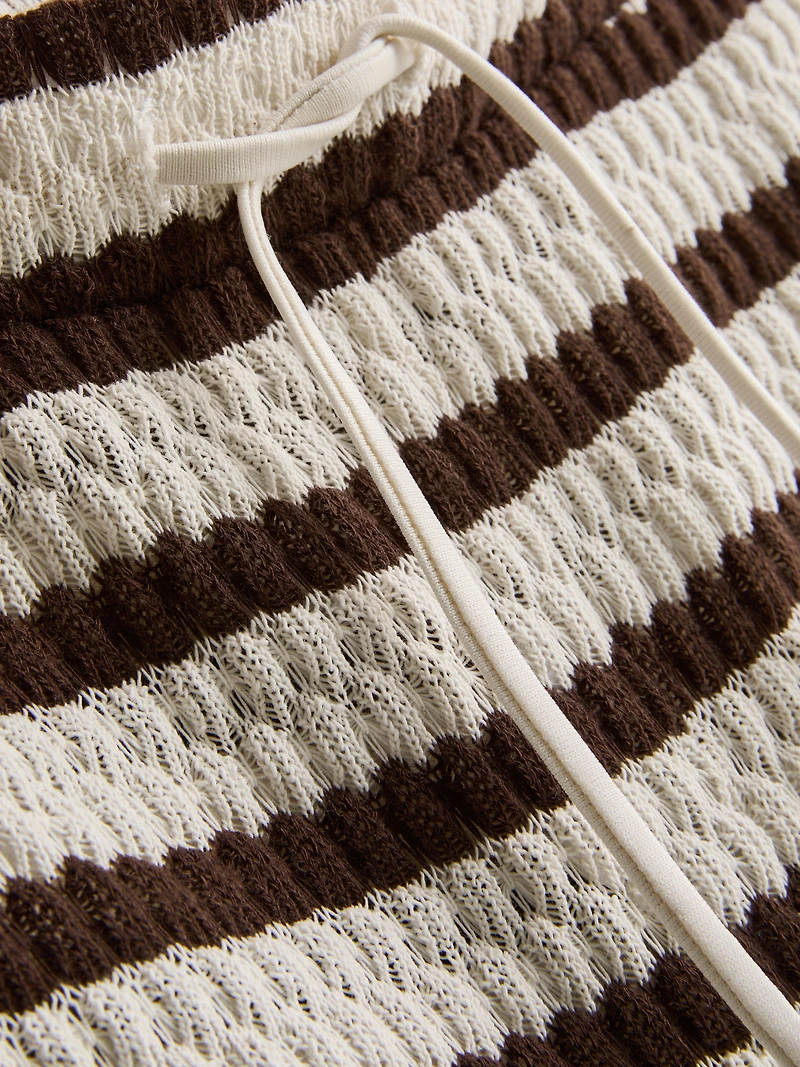 Crochet Striped Wide Leg Beach Pants