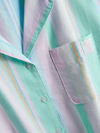 Love To Lounge Cropped Pastel Striped Pajama Shirt