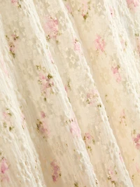 Cotton-Blend Textured Floral Midi Skirt
