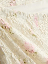 Cotton-Blend Textured Floral Midi Skirt