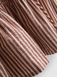 Ruched Seersucker Tie-Detail Top