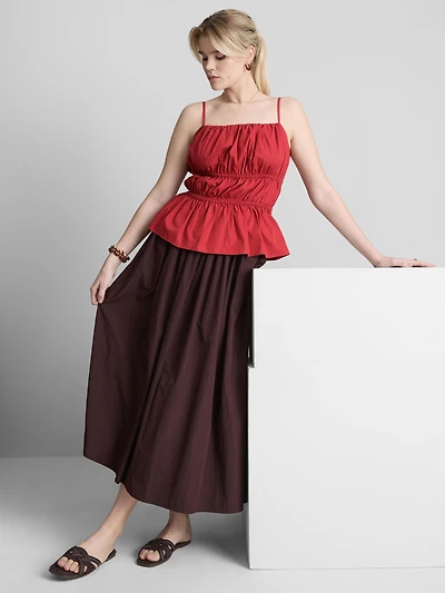 Ruched Cotton Poplin Cami Top