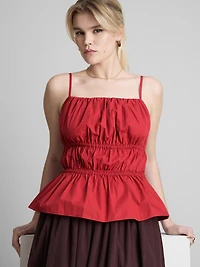 Ruched Cotton Poplin Cami Top